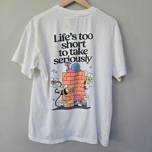 Call Your Mother Graphic Tee Mens XL White Life's Too Short Snail Mushroom Shirt